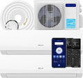 Climatiseur et pompe à chaleur DELLA Mini Split 2 zones 7000/9000 BTU, certifié Energy Star 22 SEER2, système Inverter 230 V sans conduit pour pièces jusqu'à 65 m², Wi-Fi et commande vocale, préchargé, kit d'installation de 5 m.