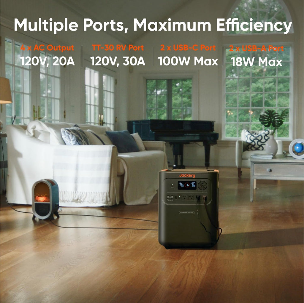 Station d'alimentation compact and portable Jackery HomePower 3600 Plus, sortie CA 3600 W, générateur solaire LFP 3584 Wh, extensible jusqu'à 21 kWh, solution de secours essentielle pour la maison, les urgences et les camping-cars (panneau solaire