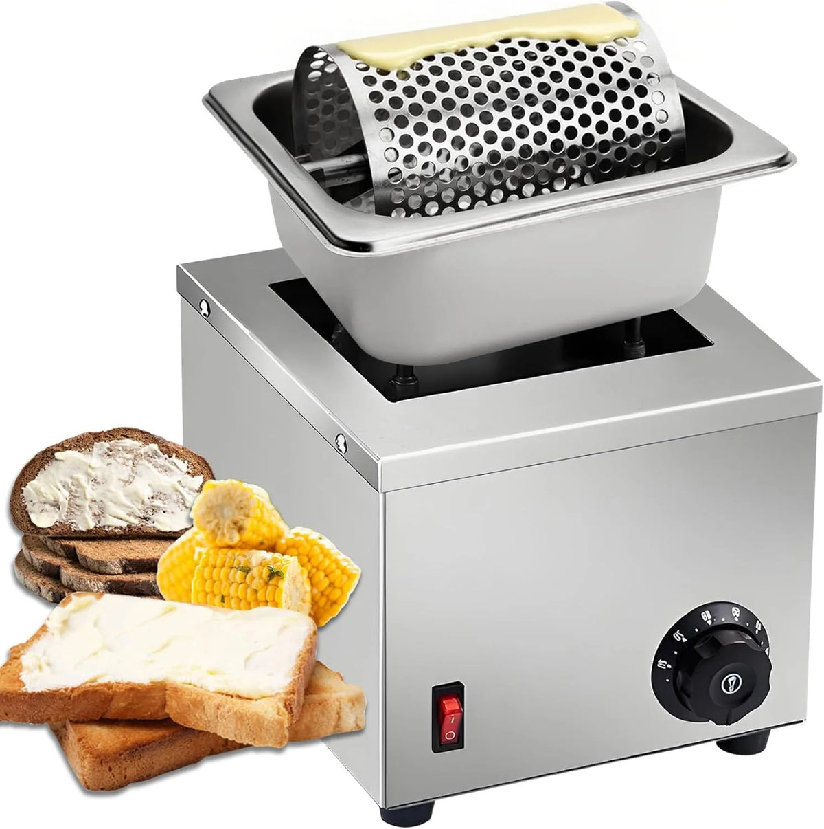 Roulette chauffante électrique en acier inoxydable pour pain et BBQ