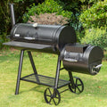 BBQ à charbon de bois surdimensionné de 941 po² avec fumoir décalé, noir