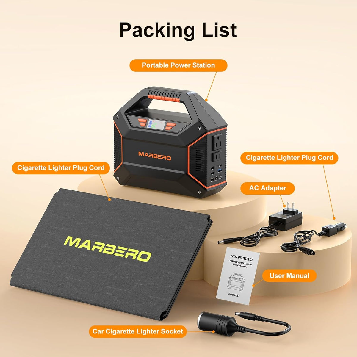 Générateur solaire MARBERO 155 Wh avec panneau solaire 30 W, station d'alimentation compact and portable, sortie multiple 100 W, lampe torche LED intégrée et câble de 2 m, ultra-léger pour le camping et les situations d'urgence en cas de panne de