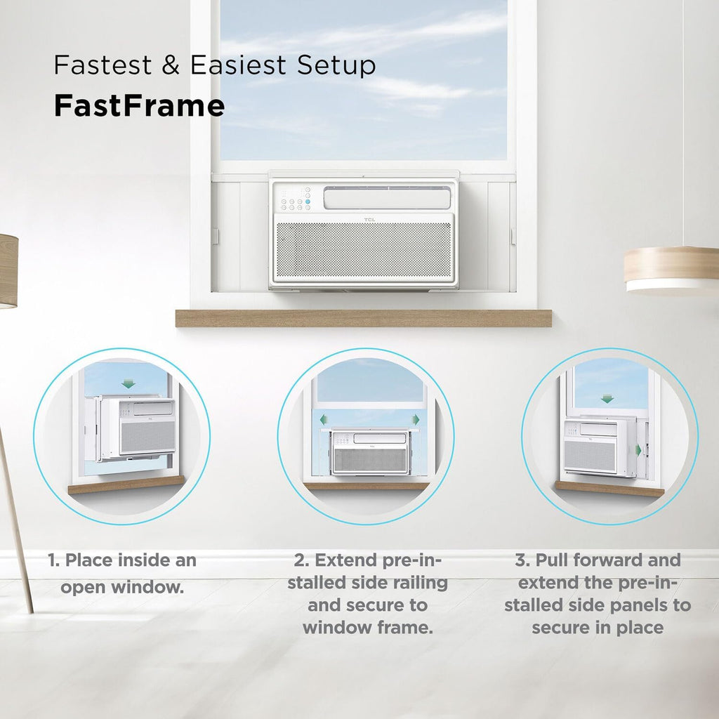 Climatiseur de fenêtre intelligent TCL série Q de 12 000 BTU, 115 V, pour pièces jusqu'à 51 m², ultra-silencieux, 38 % d'économie d'énergie, installation facile, fenêtre ouvrable, compatible avec Alexa et Google Assistant
