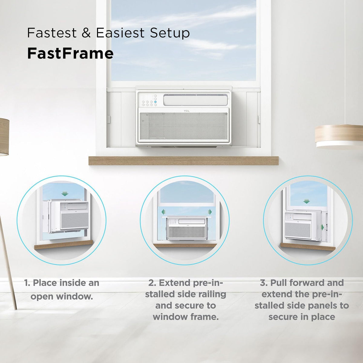 Climatiseur de fenêtre intelligent TCL série Q de 12 000 BTU, 115 V, pour pièces jusqu'à 51 m², ultra-silencieux, 38 % d'économie d'énergie, installation facile, fenêtre ouvrable, compatible avec Alexa et Google Assistant