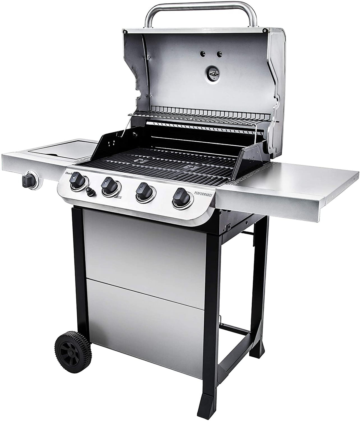 BBQ à gaz propane liquide Char-Broil 463377319 Performance à 4 brûleurs, sur chariot, en acier inoxydable