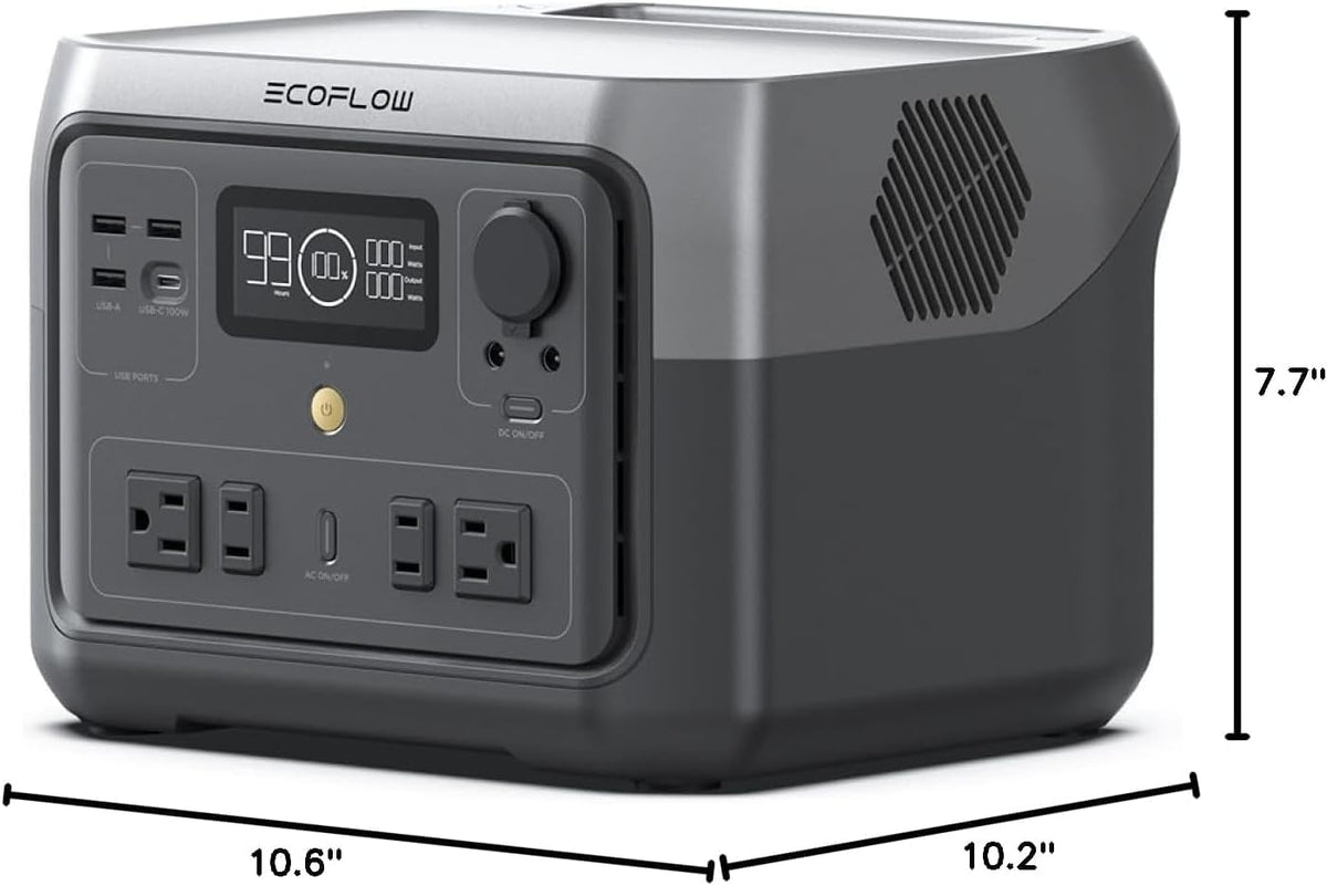 Centrale électrique compact and portable EF ECOFLOW River 2 Max 500 : batterie LiFePO4 de 499 Wh, charge rapide en 1 heure, puissance jusqu’à 1 000 W (panneau solaire en option), idéale pour le camping, les caravanes et la maison.