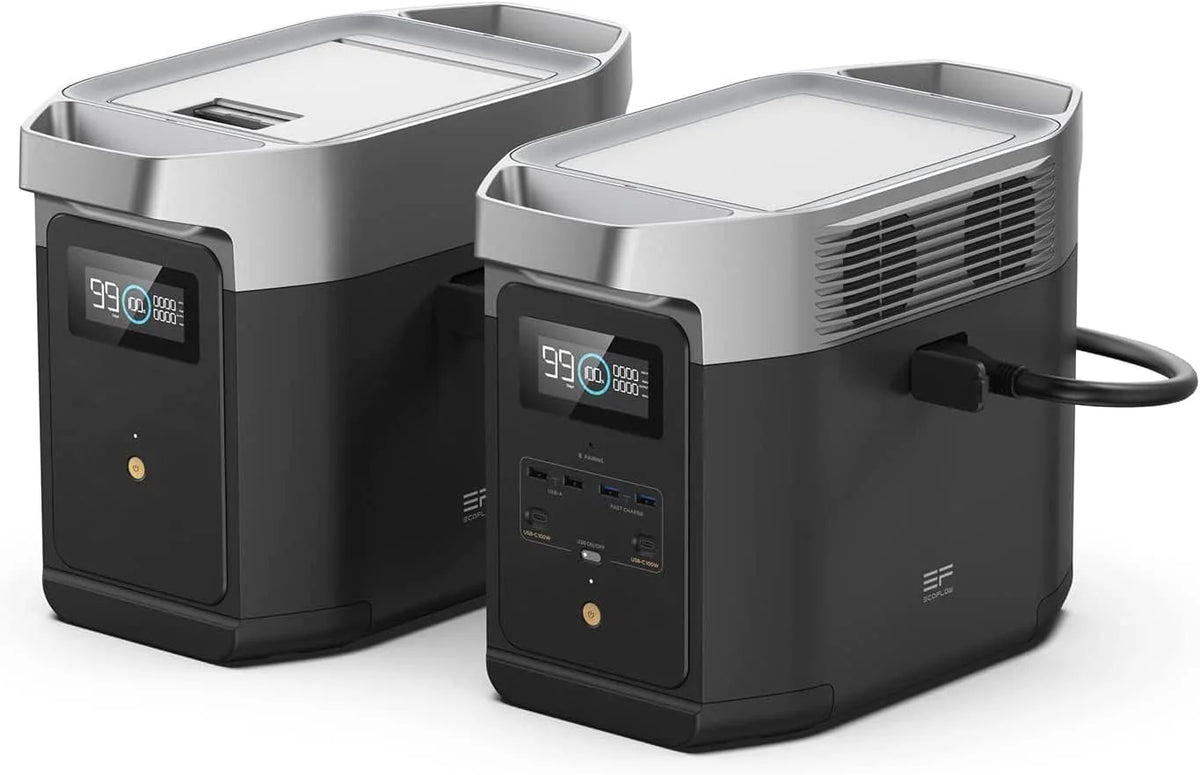 Station d'alimentation compact and portable EF ECOFLOW DELTA 2, batterie LiFePO4 (LFP) 1024 Wh, sortie CA 1800 W/USB-C 100 W, générateur solaire (panneau solaire en option) pour l'alimentation de secours à domicile, le camping et les véhicules de