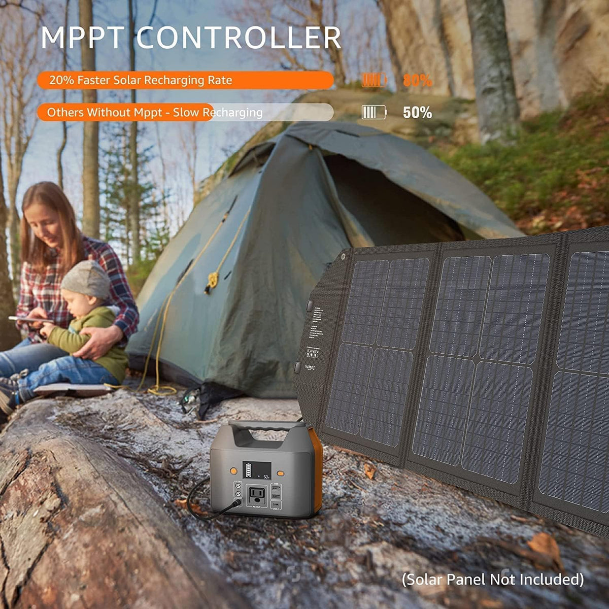 Station d'alimentation compact and portable EnginStar 150 W 155 Wh, générateur solaire 110 V 42 000 mAh, batterie externe avec prise secteur, 6 sorties, lampe LED de secours pour le camping en plein air