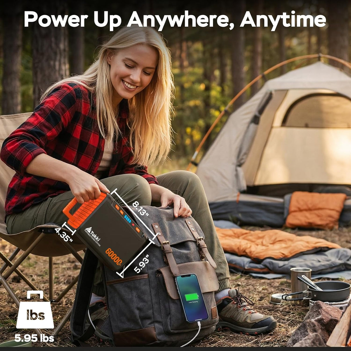 Générateur solaire compact and portable Takki 250 W avec panneaux solaires de 40 W, batterie lithium 222 Wh à onde sinusoïdale pure et prise secteur 110 V pour le camping, les appareils CPAP, la maison et les situations d'urgence en extérieur.