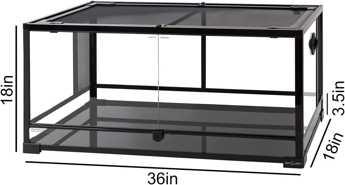 Terrarium en verre pour reptiles de 50 gallons avec porte à double charnière et ventilation grillagée, grand terrarium pour reptiles 36 x 18 x 18 (à démonter)