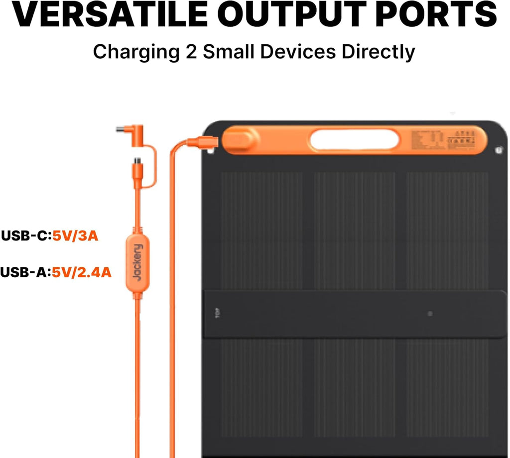 Panneau solaire compact and portable Jackery SolarSaga 200W IP68 pliable bifacial, compatible avec la station d'alimentation et le générateur solaire Jackery Explorer pour toitures, camping hors réseau et camping-cars.