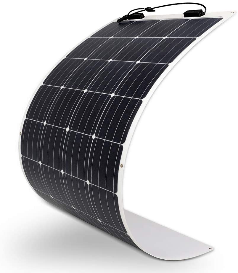 Panneau solaire monocristallin 160 W 12 V extrêmement flexible – Ultra léger, ultra fin, arc jusqu'à 248 degrés, pour camping-cars, bateaux, toits, surfaces irrégulières