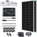 Kit de panneau solaire monocristallin Renogy 200 W 12 V pour camping-car, avec contrôleur de charge PWM LCD Adventurer 30 A et supports de montage pour camping-car, bateau, caravane et système d'énergie solaire autonome.