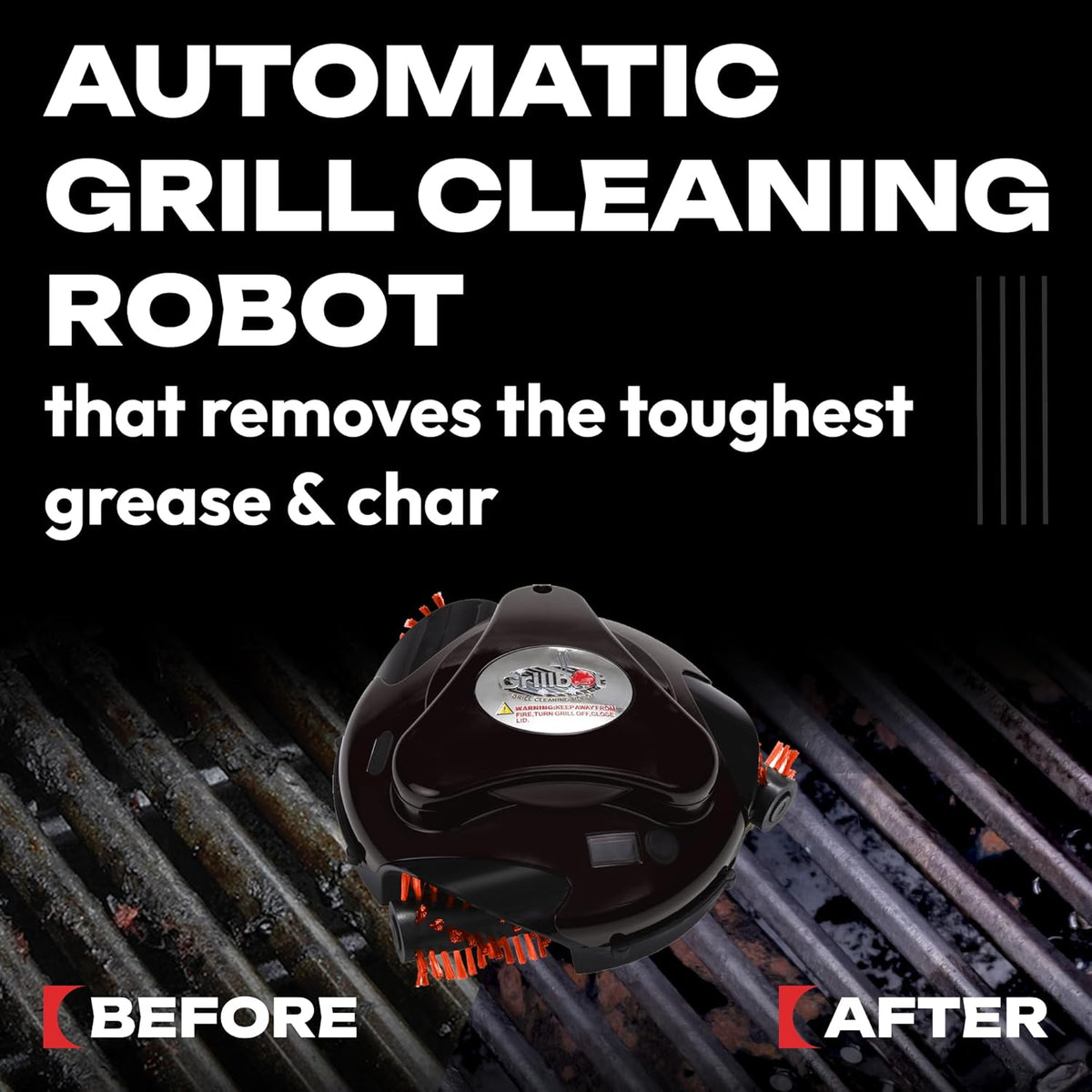 Robot de nettoyage automatique pour BBQ Grillbot avec brosses en nylon, brosse de nettoyage et grattoir pour BBQ, accessoires pour BBQ (Grillbot rouge + étui de transport)