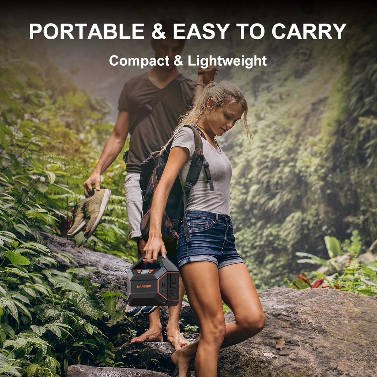 Générateur solaire MARBERO 155 Wh avec panneau solaire 30 W, station d'alimentation compact and portable, sortie multiple 100 W, lampe torche LED intégrée et câble de 2 m, ultra-léger pour le camping et les situations d'urgence en cas de panne de