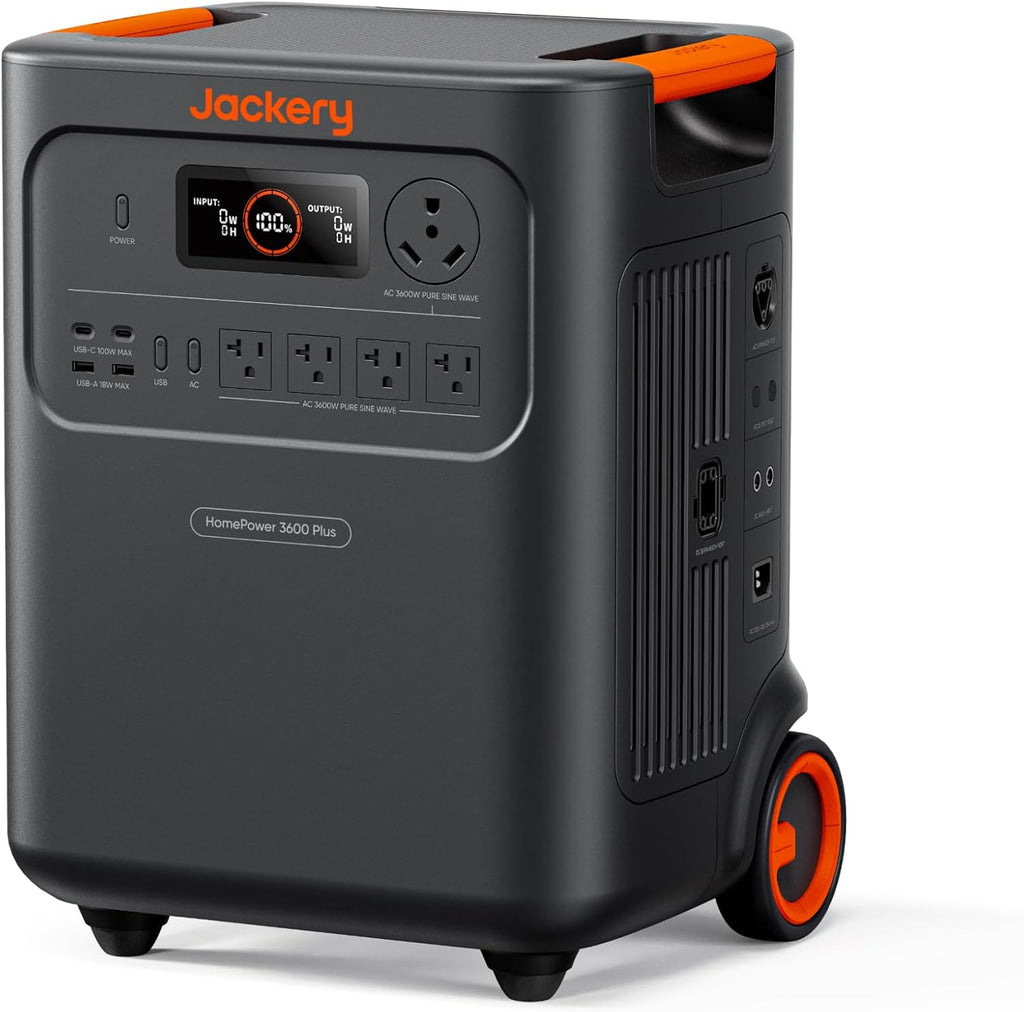 Station d'alimentation compact and portable Jackery HomePower 3600 Plus, sortie CA 3600 W, générateur solaire LFP 3584 Wh, extensible jusqu'à 21 kWh, solution de secours essentielle pour la maison, les urgences et les camping-cars (panneau solaire