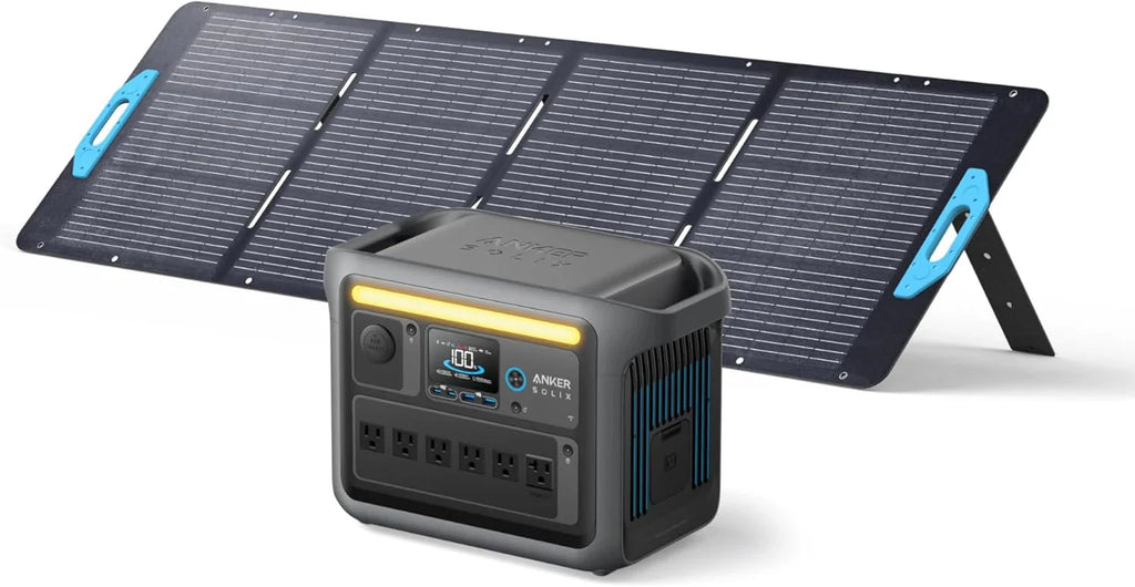 Centrale électrique compact and portable, générateur solaire 1800 W (2400 W en crête), charge complète en 58 minutes, batterie LiFePO4 1056 Wh (C1000 + panneau solaire 200 W)