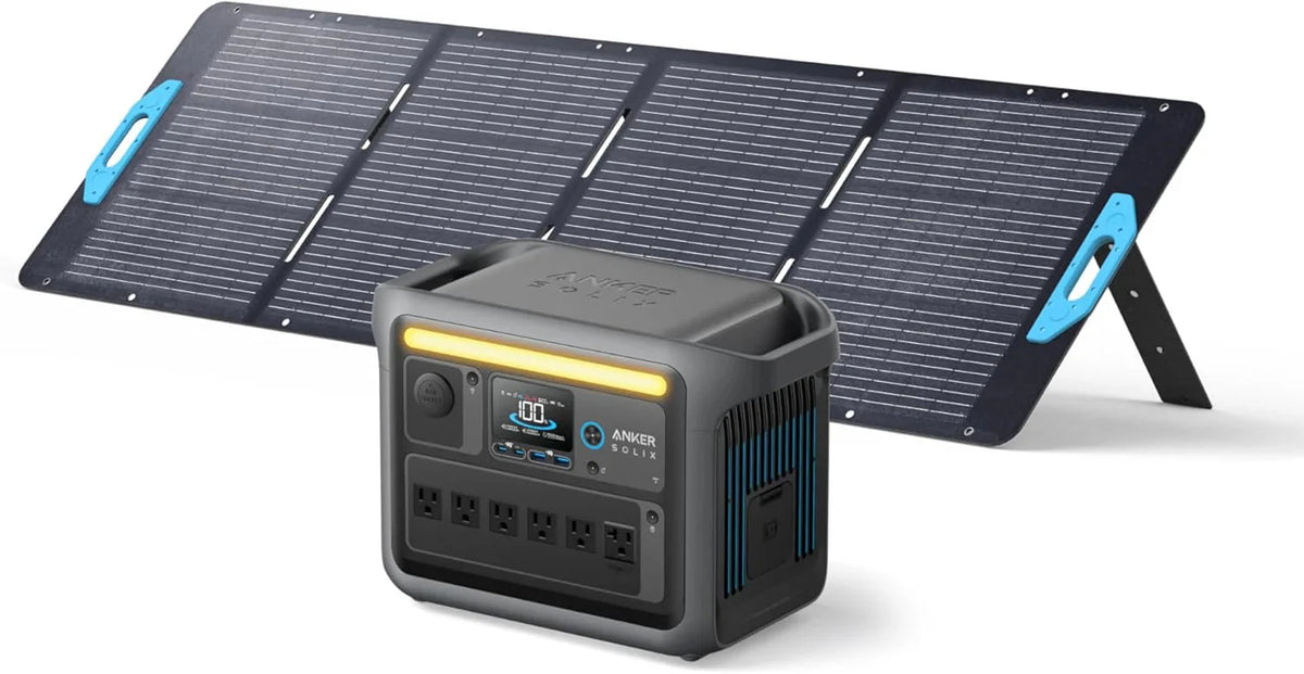 Centrale électrique compact and portable, générateur solaire 1800 W (2400 W en crête), charge complète en 58 minutes, batterie LiFePO4 1056 Wh (C1000 + panneau solaire 200 W)