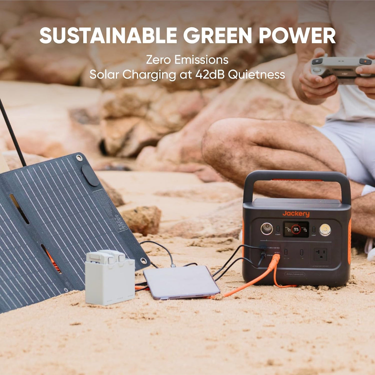 Générateur solaire Jackery 240 V2 et mini panneau solaire 40 W, batterie LiFePO4 256 Wh, sortie CA 300 W et USB-C 100 W, charge solaire ultra-rapide pour le camping, les voyages et les situations d'urgence.