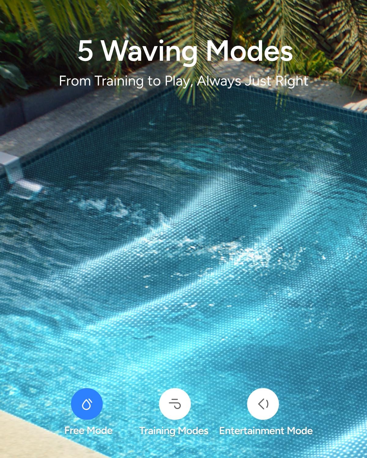 Système de nage à contre-courant iGarden Swim Jet série P, 1100 GPM, avec 5 modes de vagues. Machine à jets de nage pour piscines enterrées, entraînement ou loisirs. Application tactile intégrée.