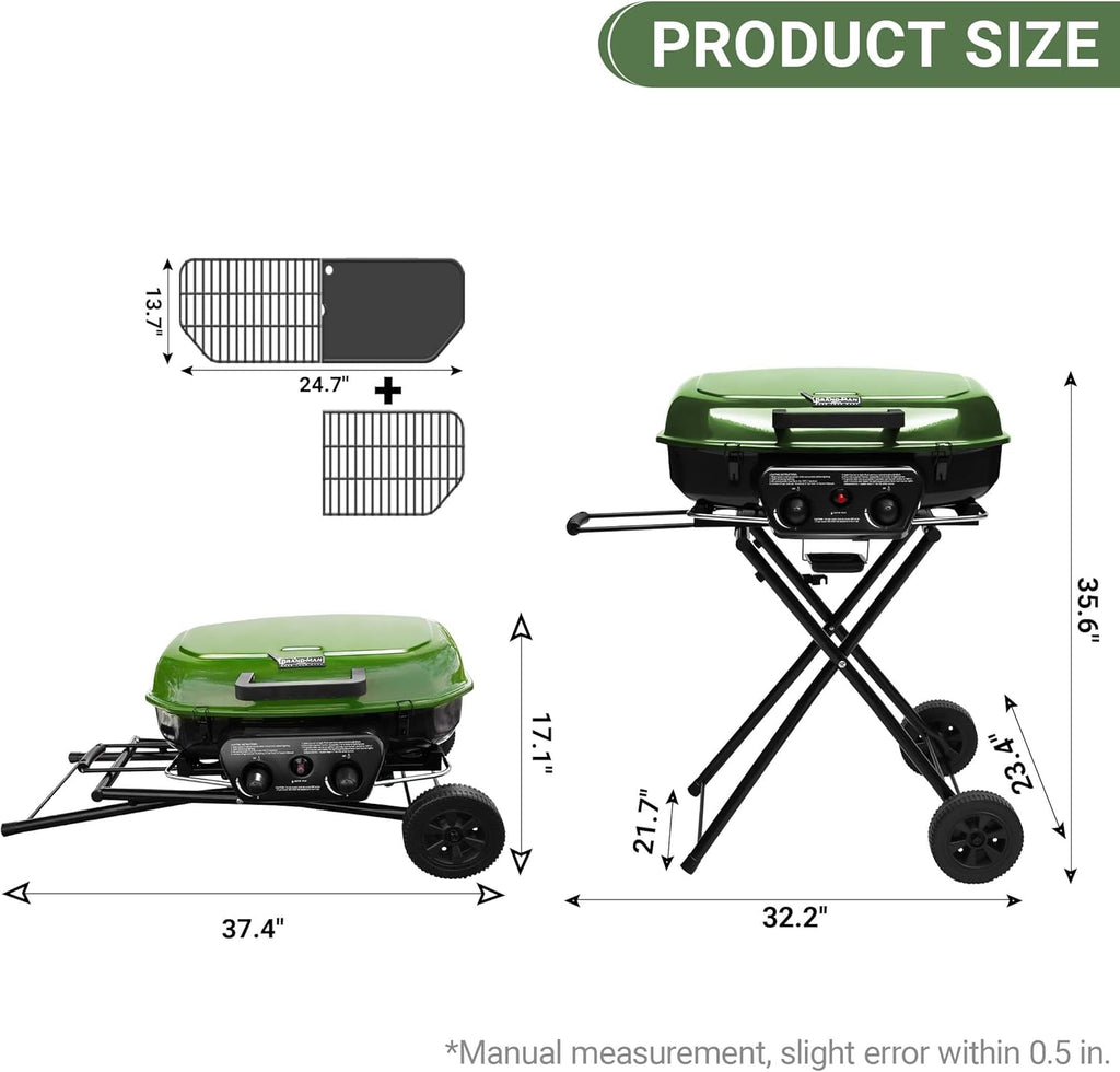 BBQ à gaz propane Brand-Man, BBQ portable sur pied avec chariot pliable et allumage par bouton-poussoir, idéal pour le camping, les pique-niques, les barbecues, la terrasse et plus encore.