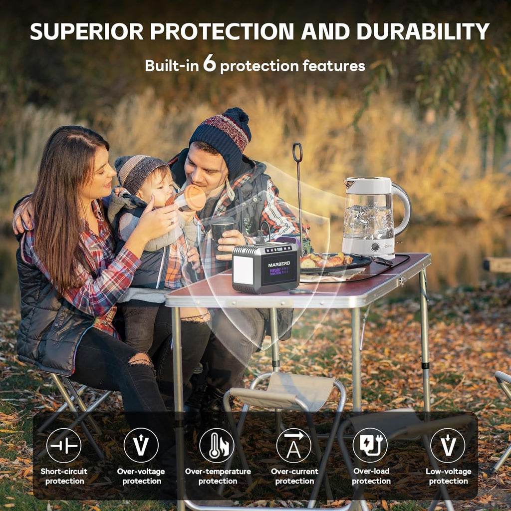 Générateur solaire MARBERO 172 Wh avec panneau solaire 40 W, station d'énergie solaire compact and portable 200 W, camping, activités de plein air, randonnée, pêche, situations d'urgence, CPAP