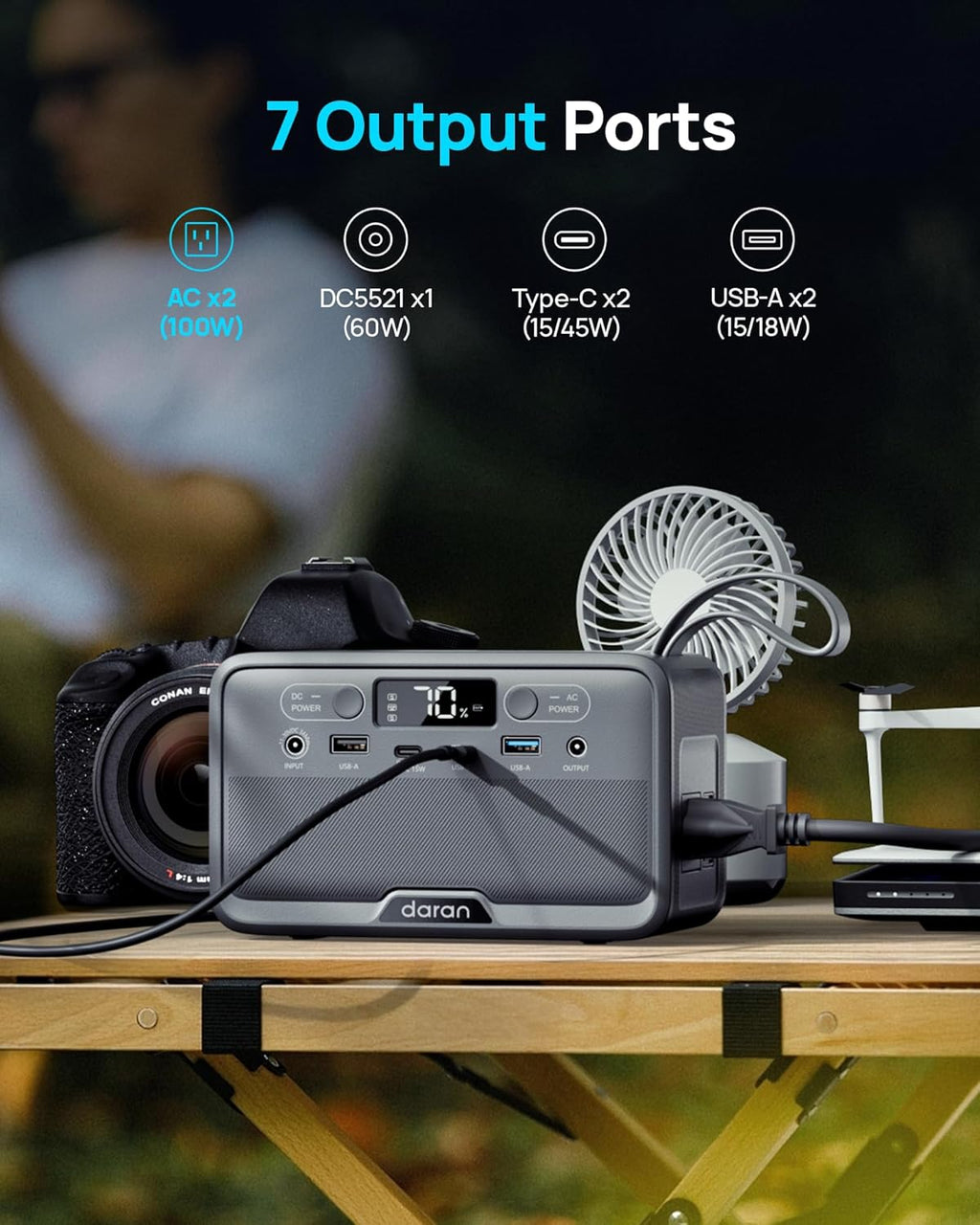 Station d'alimentation compact and portable 100 W avec panneau solaire 25 W, batterie LiFePO4 et prises secteur 110 V. Générateur solaire à charge rapide pour les situations d'urgence (ouragan, etc.), une utilisation en extérieur et les voyages hors