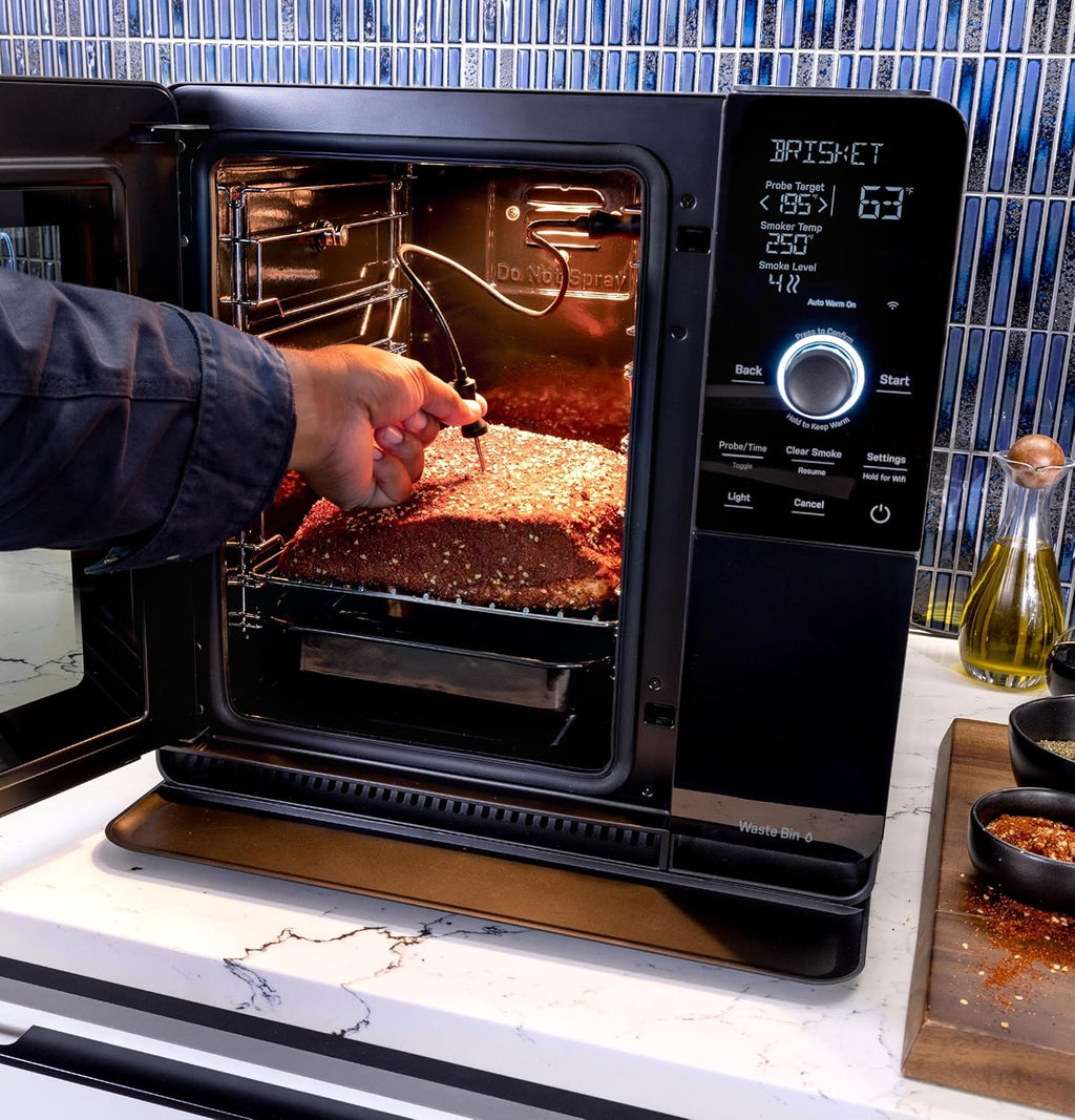 Fumoir à granulés intelligent d'intérieur, avec filtration active de la fumée, 5 réglages de fumée, connecté en Wi-Fi, électrique, appareil de BBQ de comptoir, noir