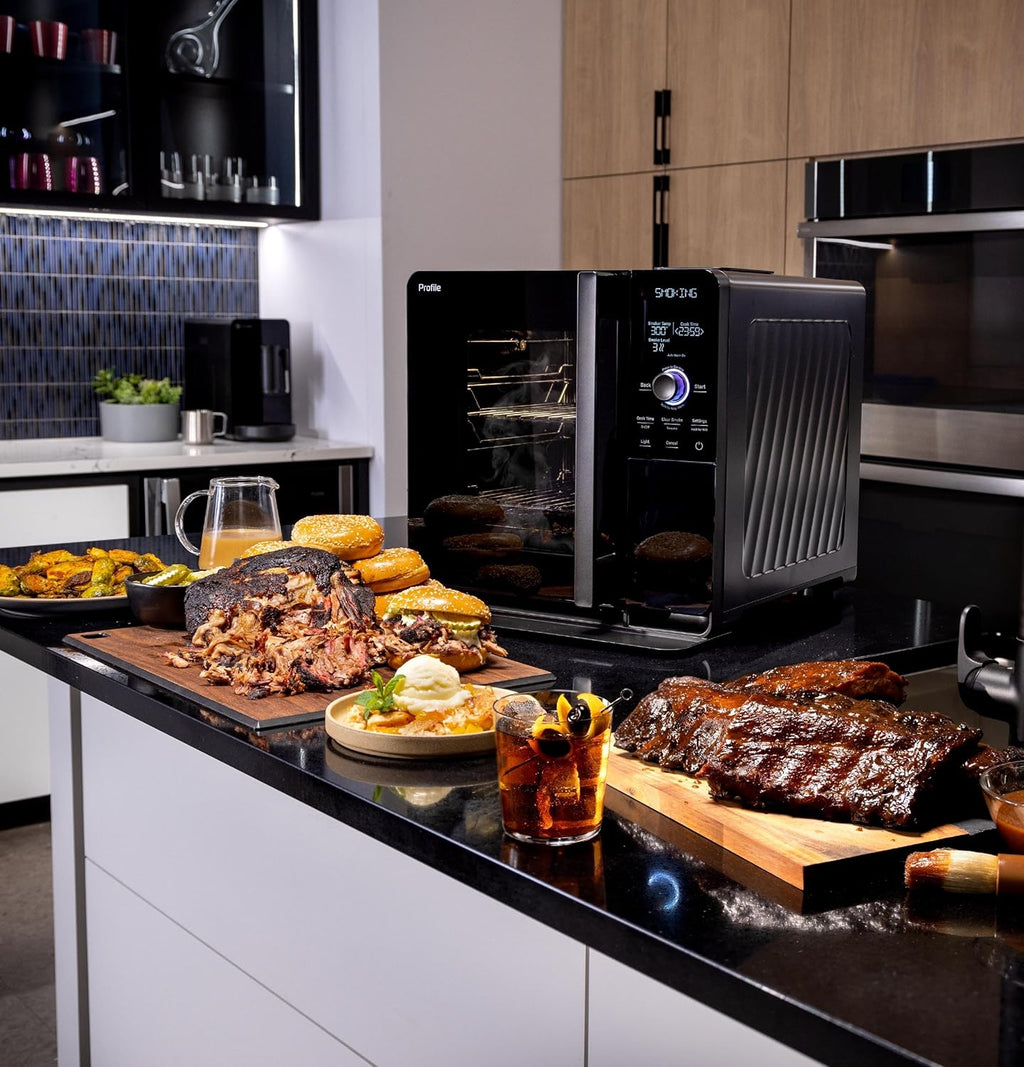 Fumoir à granulés intelligent d'intérieur, avec filtration active de la fumée, 5 réglages de fumée, connecté en Wi-Fi, électrique, appareil de BBQ de comptoir, noir