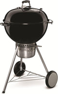 BBQ à charbon Weber Master-Touch 56 cm noir – BBQ d'extérieur haut de gamme avec support de couvercle escamotable et système de nettoyage One‑Touch™. Cuisinière en porcelaine émaillée.