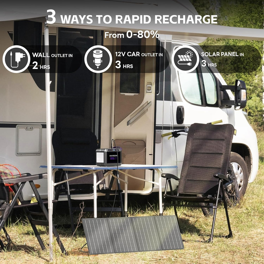 Générateur solaire MARBERO 172 Wh avec panneau solaire 40 W, station d'énergie solaire compact and portable 200 W, camping, activités de plein air, randonnée, pêche, situations d'urgence, CPAP