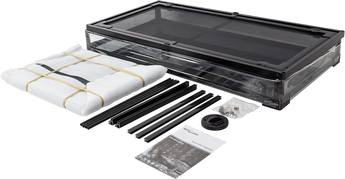 Terrarium en verre pour reptiles de 50 gallons avec porte à double charnière et ventilation grillagée, grand terrarium pour reptiles 36 x 18 x 18 (à démonter)