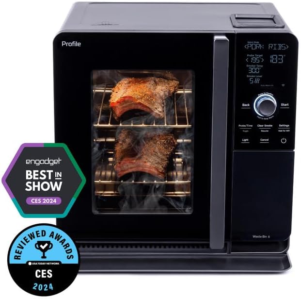 Fumoir à granulés intelligent d'intérieur, avec filtration active de la fumée, 5 réglages de fumée, connecté en Wi-Fi, électrique, appareil de BBQ de comptoir, noir