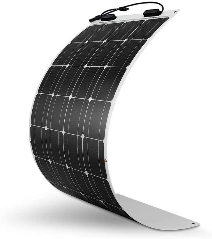 Panneau solaire monocristallin 160 W 12 V extrêmement flexible – Ultra léger, ultra fin, arc jusqu'à 248 degrés, pour camping-cars, bateaux, toits, surfaces irrégulières