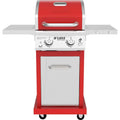 BBQ à gaz propane à 2 brûleurs, rouge, acier inoxydable, 28 000 BTU, format compact
