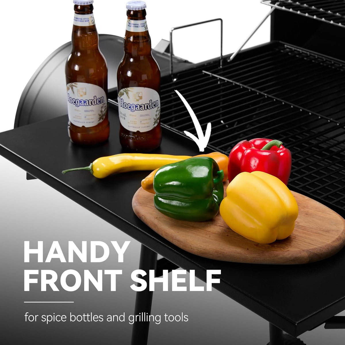 BBQ à charbon Royal Gourmet CC1830SC, fumoir décalé avec couvercle, 811 pouces carrés, noir, pour le camping en extérieur