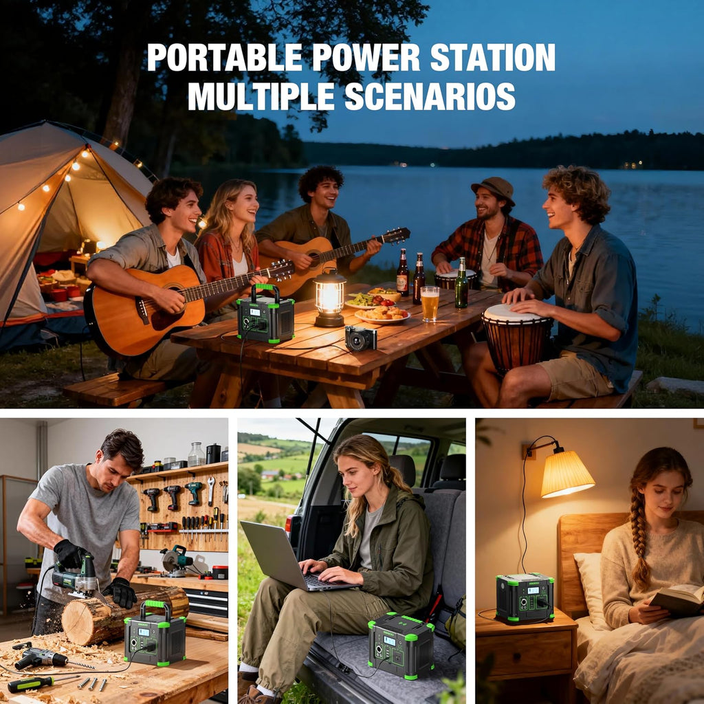Centrale électrique compact and portable 330 W 288,6 Wh, générateur solaire avec sortie USB-C PD 60 W, prise secteur 110 V à onde sinusoïdale pure, charge sans fil 5 W, batterie lithium de secours 330 W pour le camping, les voyages, la chasse et la