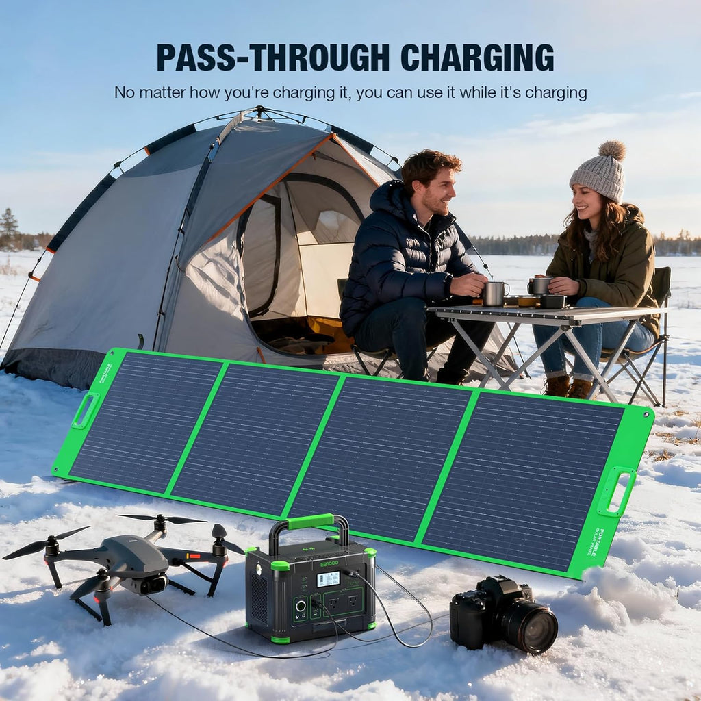 Centrale électrique compact and portable 1000 W (2000 W en crête) 999 Wh, générateur solaire 110 V à onde sinusoïdale pure, prise secteur avec charge rapide USB-C 60 W, idéale pour le camping, les caravanes, les fourgonnettes, les habitations