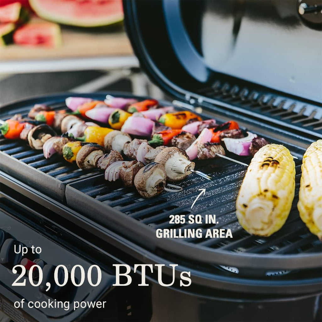 BBQ à gaz portable RoadTrip avec 3 brûleurs réglables et allumage instantané, puissance de 20 000 BTU pour la cuisson en extérieur