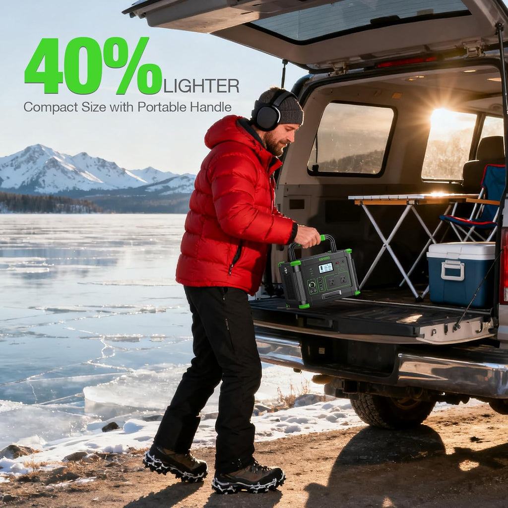Centrale électrique compact and portable 1000 W (2000 W en crête) 999 Wh, générateur solaire 110 V à onde sinusoïdale pure, prise secteur avec charge rapide USB-C 60 W, idéale pour le camping, les caravanes, les fourgonnettes, les habitations