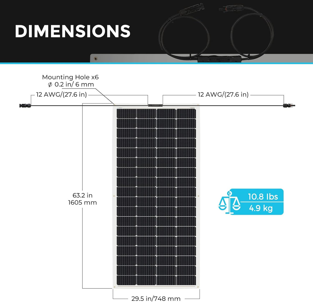 Panneaux solaires Renogy 200 W 12 V, flexibles, haute efficacité (22 %), ultra-légers, orientables à 240°, pour bateaux, camping-cars, cabines, fourgonnettes, voitures et surfaces courbes.