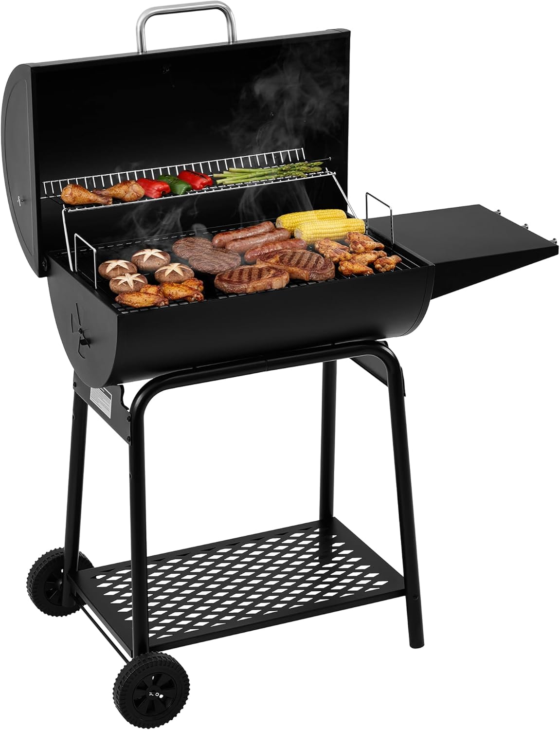 BBQ à charbon Royal Gourmet CC1830 de 71 cm (28 pouces) avec grille de maintien au chaud, surface de cuisson de 4 100 cm² (626 pouces carrés) pour jardin, terrasse et fêtes, noir