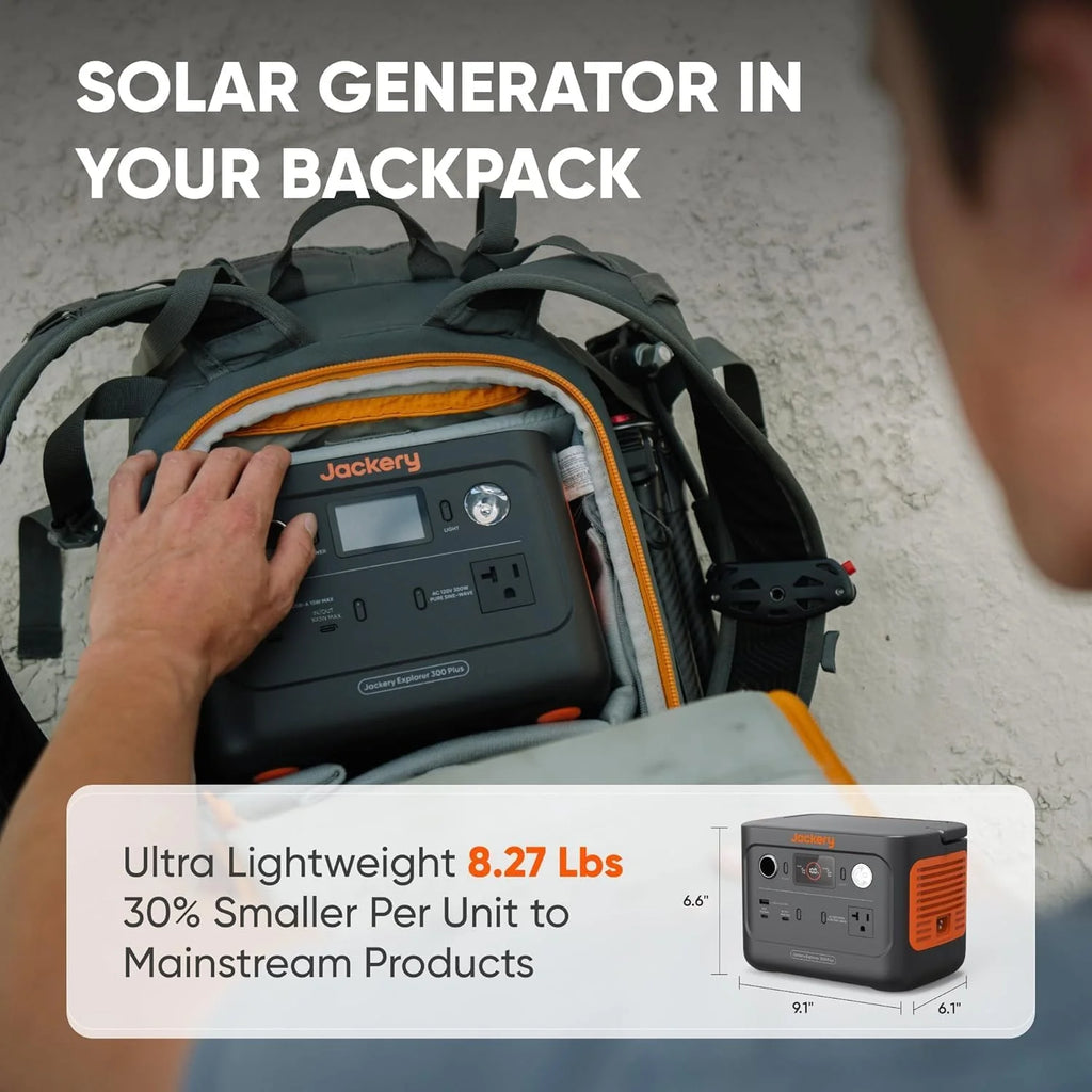 Centrale électrique compact and portable Explorer 300, batterie lithium de secours 293 Wh, prise secteur 110 V/300 W à onde sinusoïdale pure, générateur solaire pour le camping, les voyages, la chasse et les pannes de courant (panneau solaire en