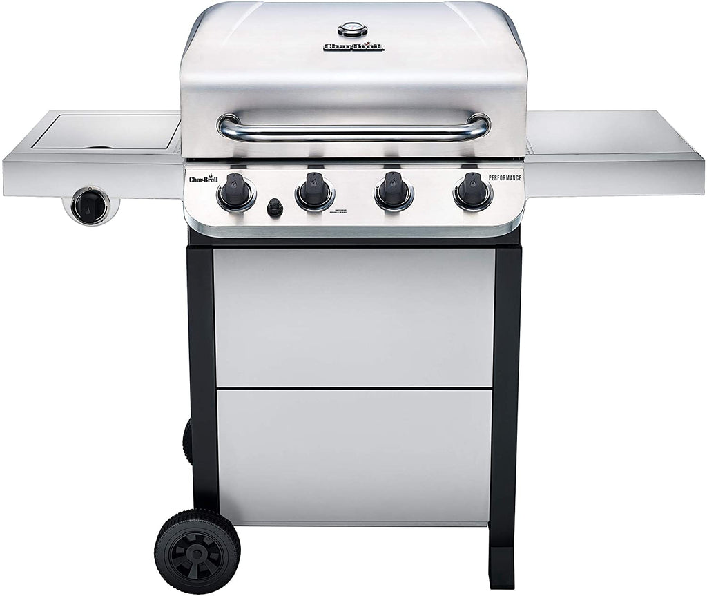 BBQ à gaz propane liquide Char-Broil 463377319 Performance à 4 brûleurs, sur chariot, en acier inoxydable