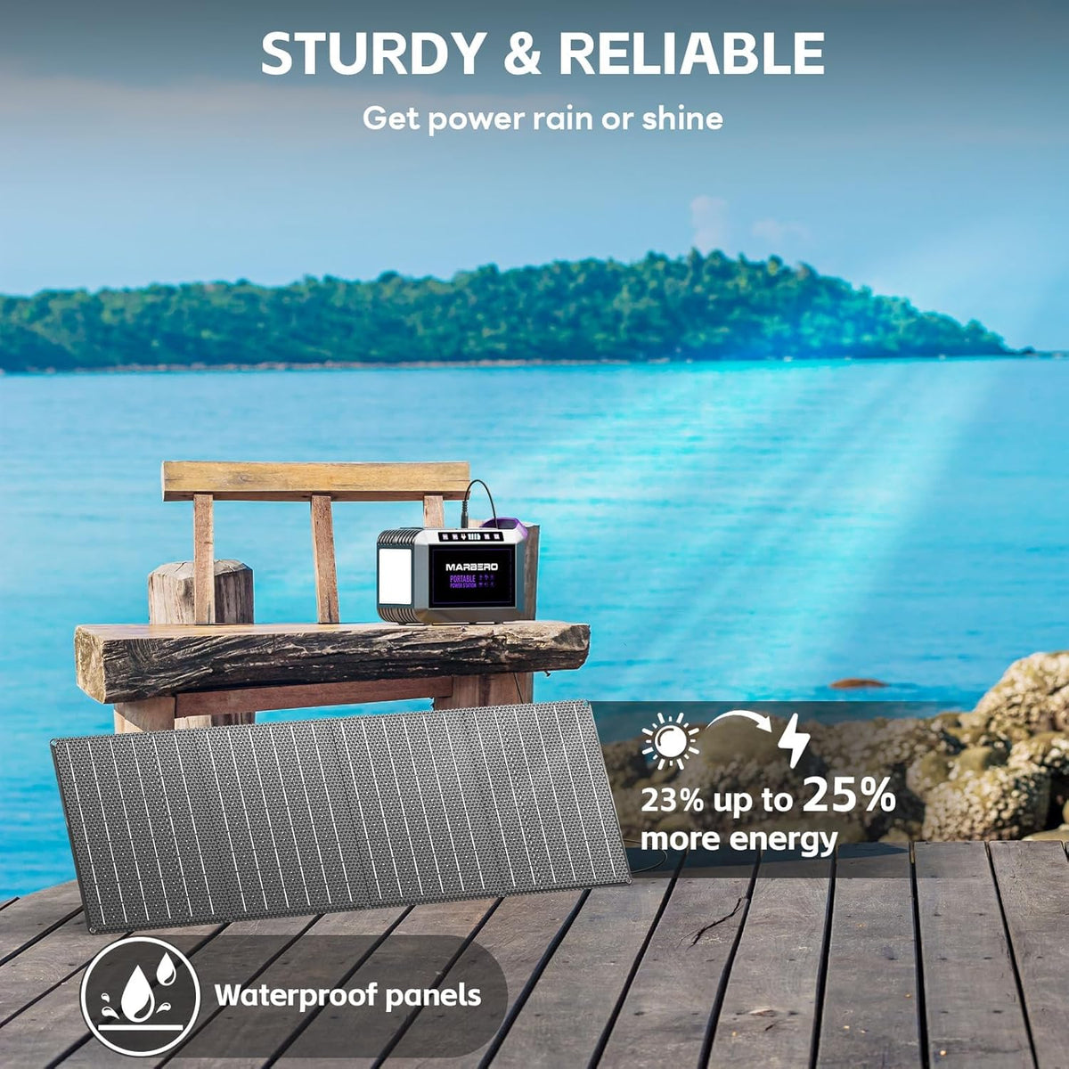 Générateur solaire MARBERO 172 Wh avec panneau solaire 40 W, station d'énergie solaire compact and portable 200 W, camping, activités de plein air, randonnée, pêche, situations d'urgence, CPAP