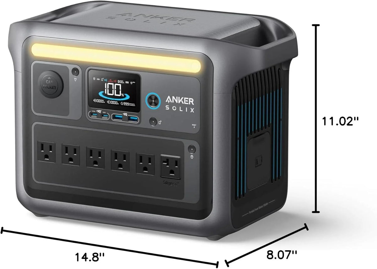 Centrale électrique compact and portable, générateur solaire 1800 W (2400 W en crête), charge complète en 58 minutes, batterie LiFePO4 1056 Wh.