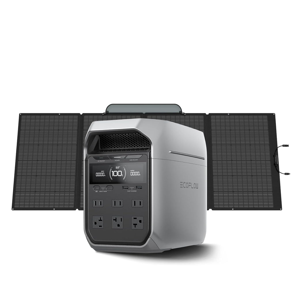 Générateur solaire EF ECOFLOW DELTA 3 Plus avec panneau solaire de 400 W (nouveauté 2024), batterie LFP (LiFePO4) de 1000 W d'entrée solaire, station d'alimentation compact and portable pour l'alimentation de secours à domicile, le camping et les
