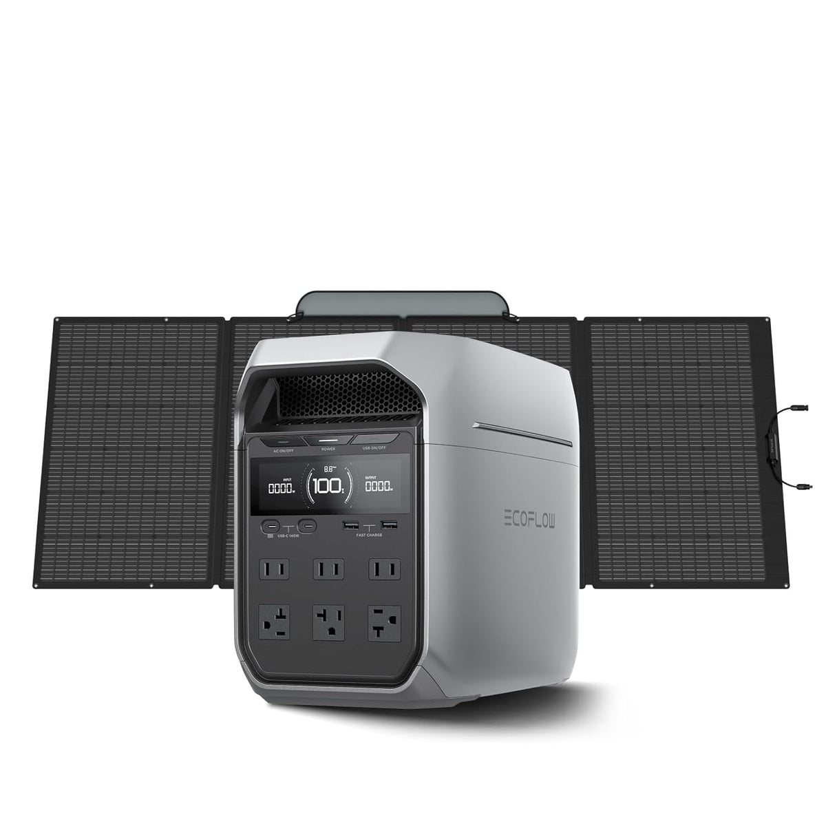 Générateur solaire EF ECOFLOW DELTA 3 Plus avec panneau solaire de 400 W (nouveauté 2024), batterie LFP (LiFePO4) de 1000 W d'entrée solaire, station d'alimentation compact and portable pour l'alimentation de secours à domicile, le camping et les