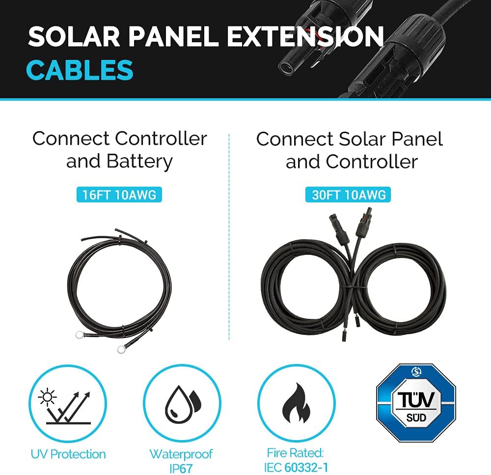 Kit de panneau solaire monocristallin Renogy 200 W 12 V pour camping-car, avec contrôleur de charge PWM LCD Adventurer 30 A et supports de montage pour camping-car, bateau, caravane et système d'énergie solaire autonome.