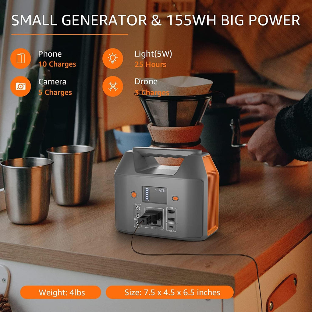 Station d'alimentation compact and portable EnginStar 150 W 155 Wh, générateur solaire 110 V 42 000 mAh, batterie externe avec prise secteur, 6 sorties, lampe LED de secours pour le camping en plein air