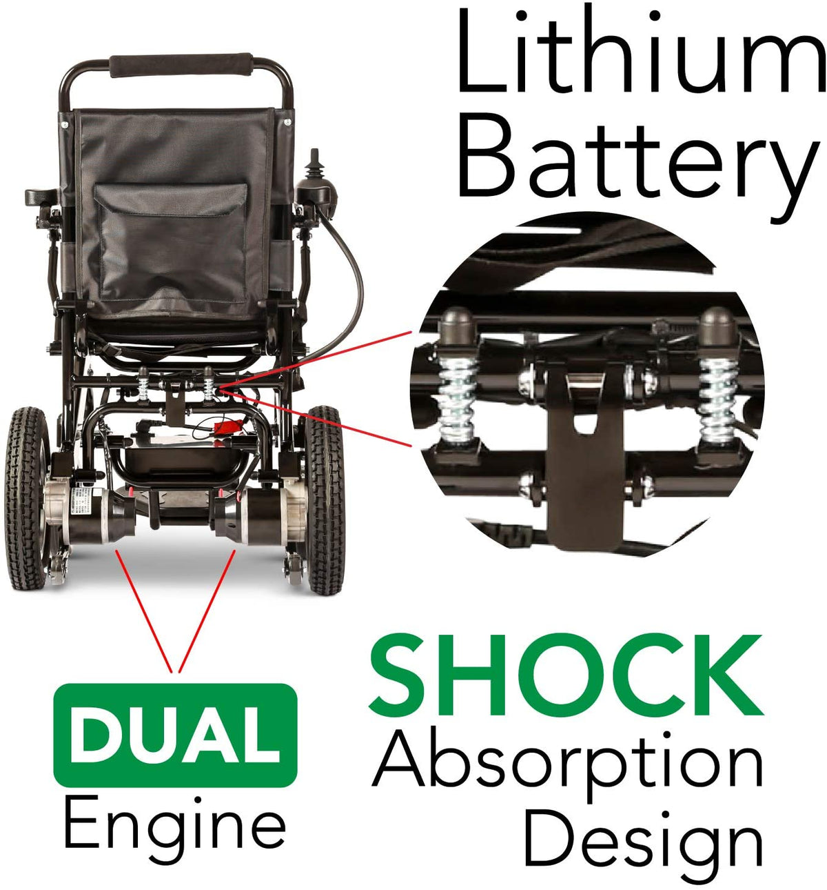 Nouveau fauteuil roulant électrique pliable ultra-léger 2020, homologué FDA et autorisé pour les voyages en avion, robuste, motorisé, compact and portable (largeur d'assise : 17,5 pouces)
